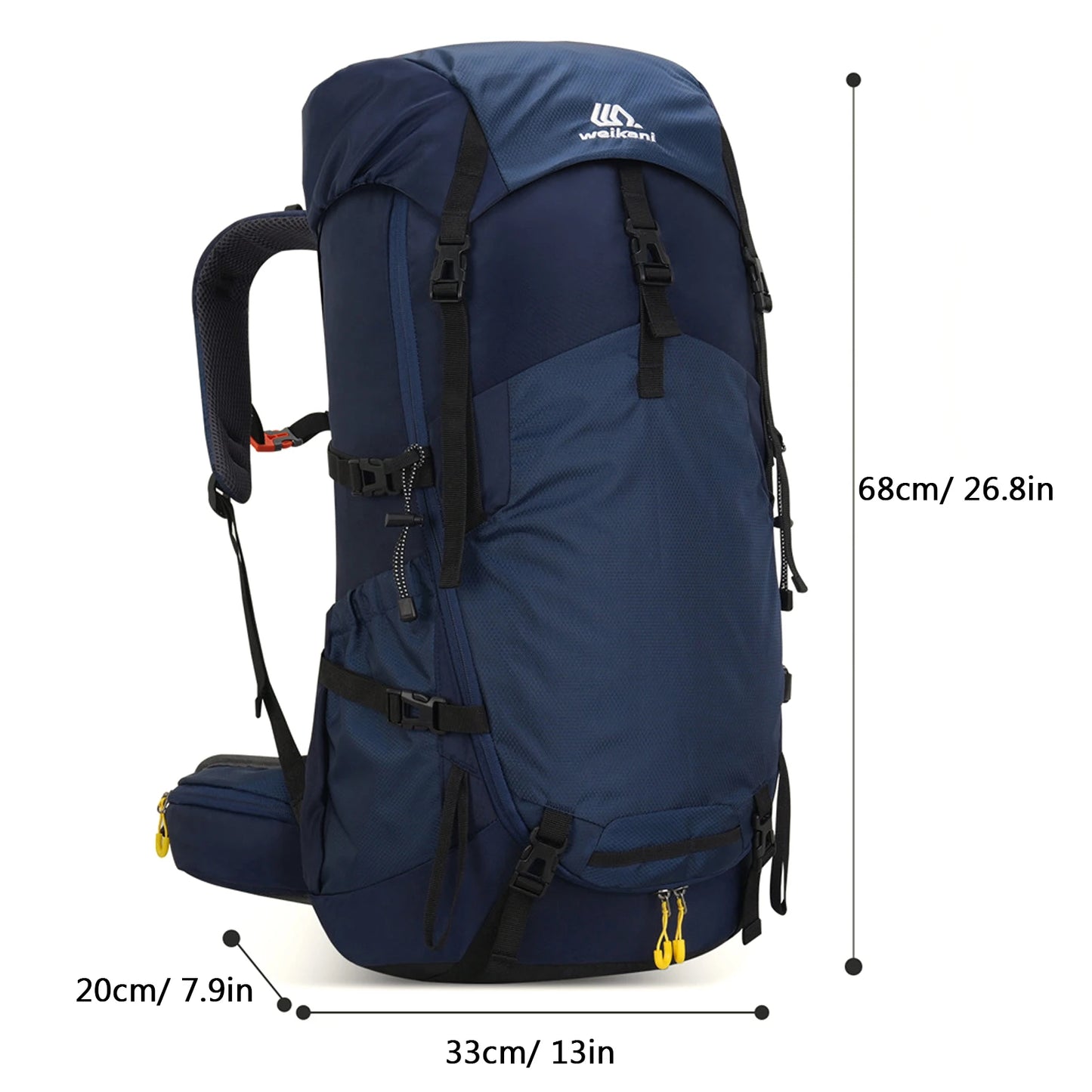 60L Nylon Mountaineering Backpack Lightweight Breathable Camping Hiking Gear with Adjustable Chest Buckle for Outdoor Camping