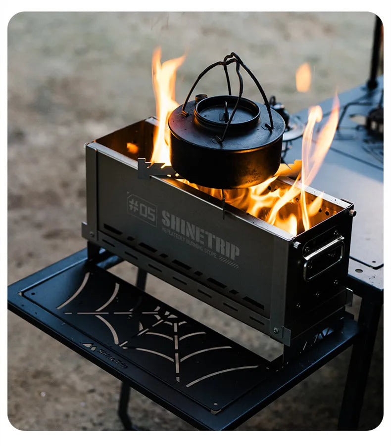 Outdoor Camping Second Burner Stove ShineTrip Thickened Stainless Steel Multifunctional Collapsible Portable IGT Half Unit Grill