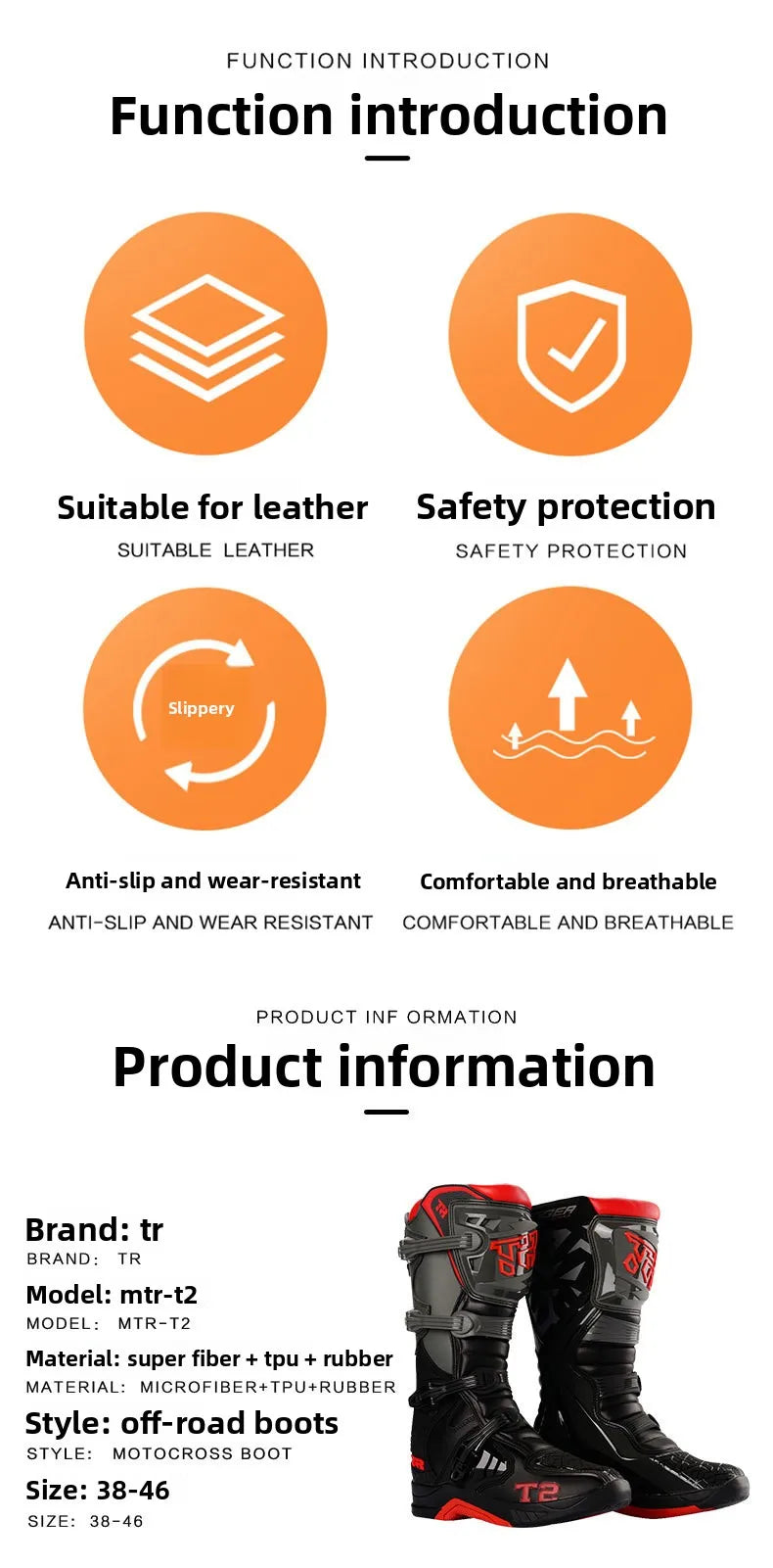 1pcs Motocross Enduro Professional Racing Boots Motorcycle Off-road Bottas Motorboat Shoes ATV MTB Motorcycle Long Racing Boots