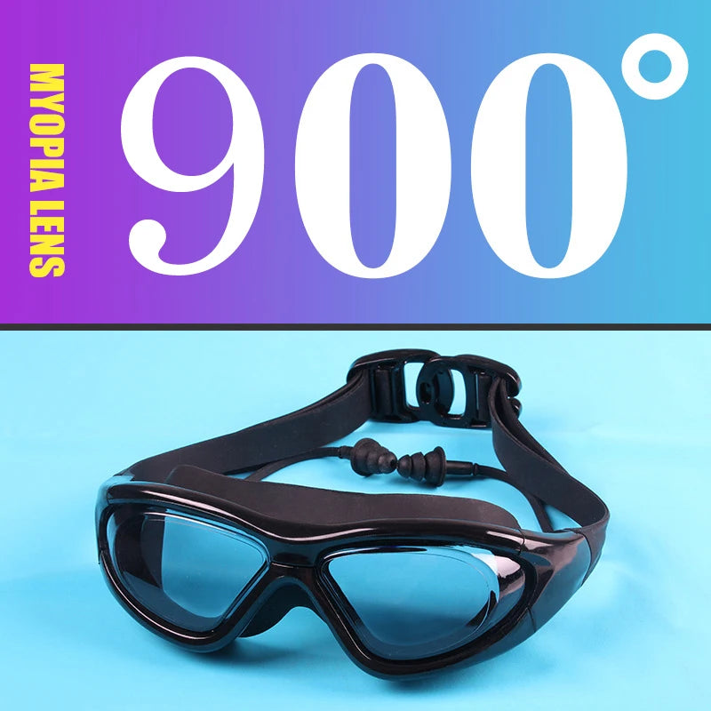 Adult Optical HD Swimming Goggles Anti-fog UV Protection Waterproof Silicone -2 To -9 Myopia Swim Eyewear Glasses with Earplug