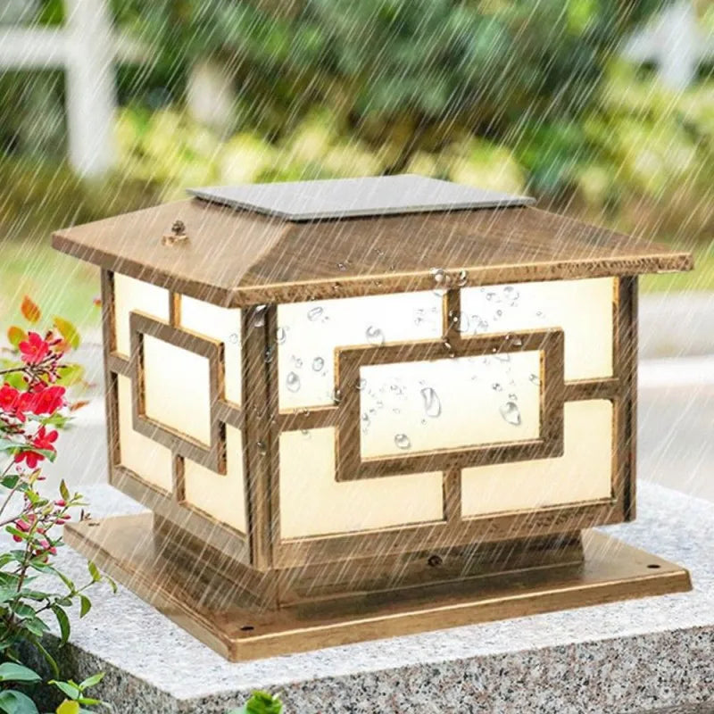 Timed LED Solar Outdoor Light Pillar Solar Lights Waterproof Thick Garden Pathway Parking Yard Outdoor Decor Lamp RC Solar Light