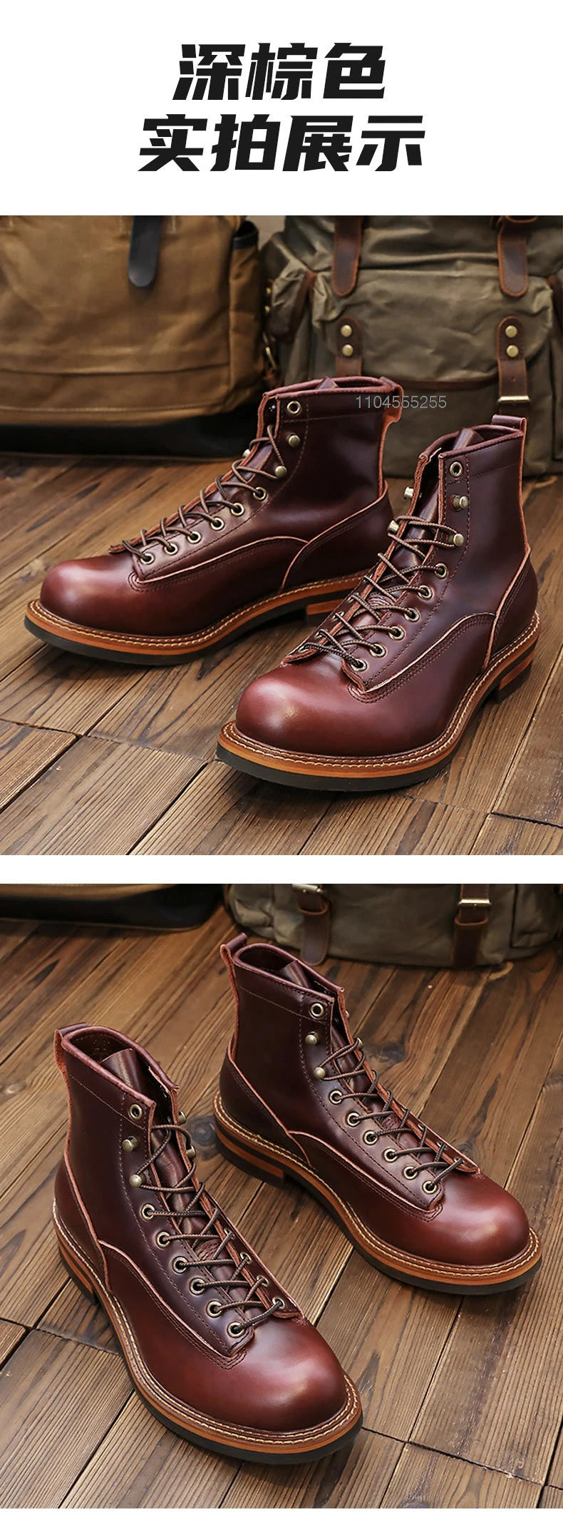 Vintage Motorcycle Boots Men Ankle Boots Non-Slip Cowhide Leather Shoes Desert Boots Casual Retro Motorcycle Shoes