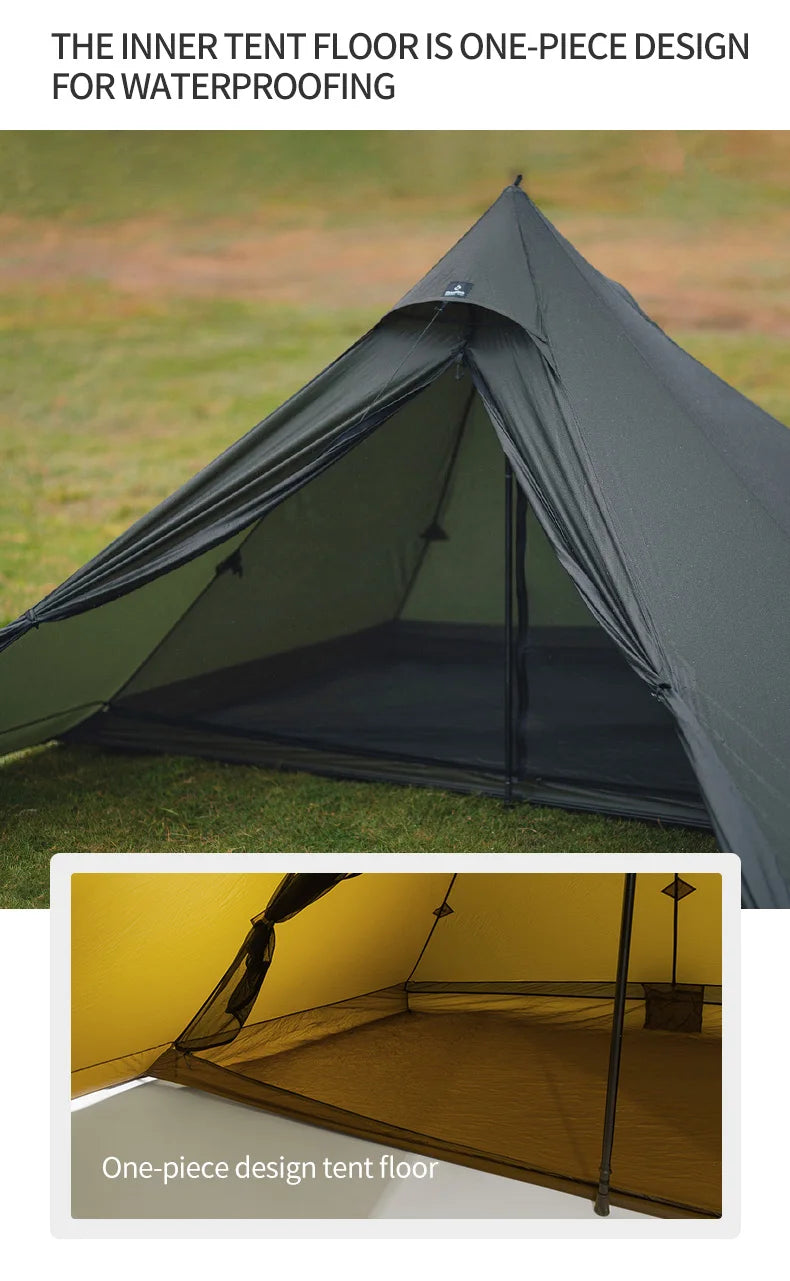 ThousWinds Capricorns 2 Person Trekking Pole Tent Ultralight 15D Ripstop Nylon Hiking Backpack Tent Outdoor Camping Pyramid Tent