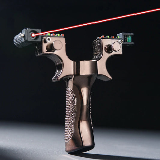 Laser Aiming Resin Slingshot with Flat Rubber Band Set Catapult Outdoor Professional Hunting Shooting Sling Fishing Accessories