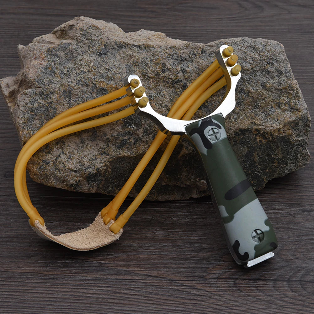 5-1PCS Camouflage Metal Powerful Slingshot Professional Rubber Elastic Band Catapult  Tape Outdoor Shooting Hunting Accessories