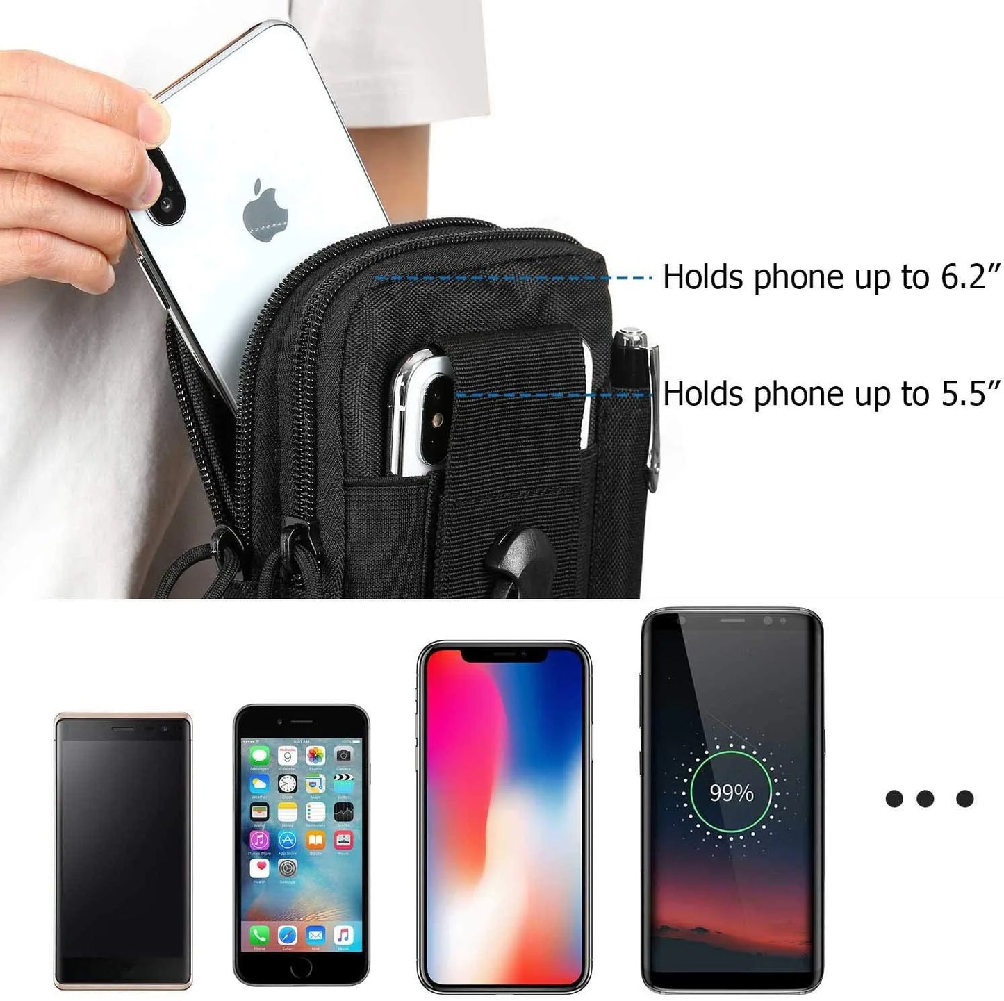 Waist Phone Leather Case Waist Belt Bag Universal Outdoor Smartphone Tool Leather Case Pocket for Travel Hiking  Mountaineering