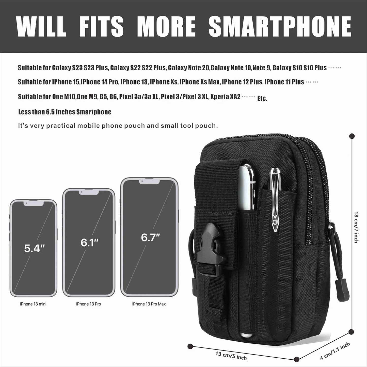 Waist Phone Leather Case Waist Belt Bag Universal Outdoor Smartphone Tool Leather Case Pocket for Travel Hiking  Mountaineering