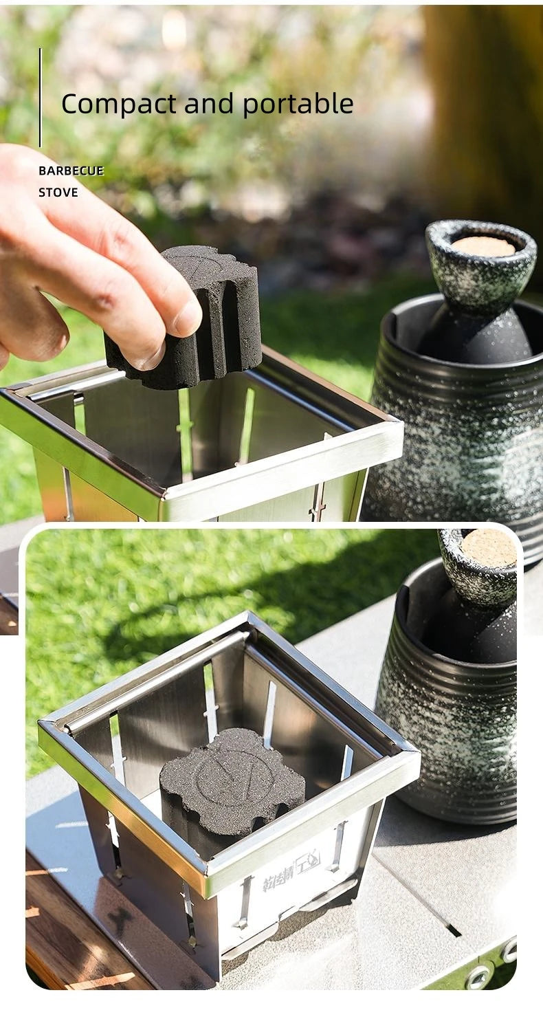 Mini Barbecue Grill Around The Stove Make Tea Outdoor Portable Folding BBQ Grill Stove Stainless Steel Furnace