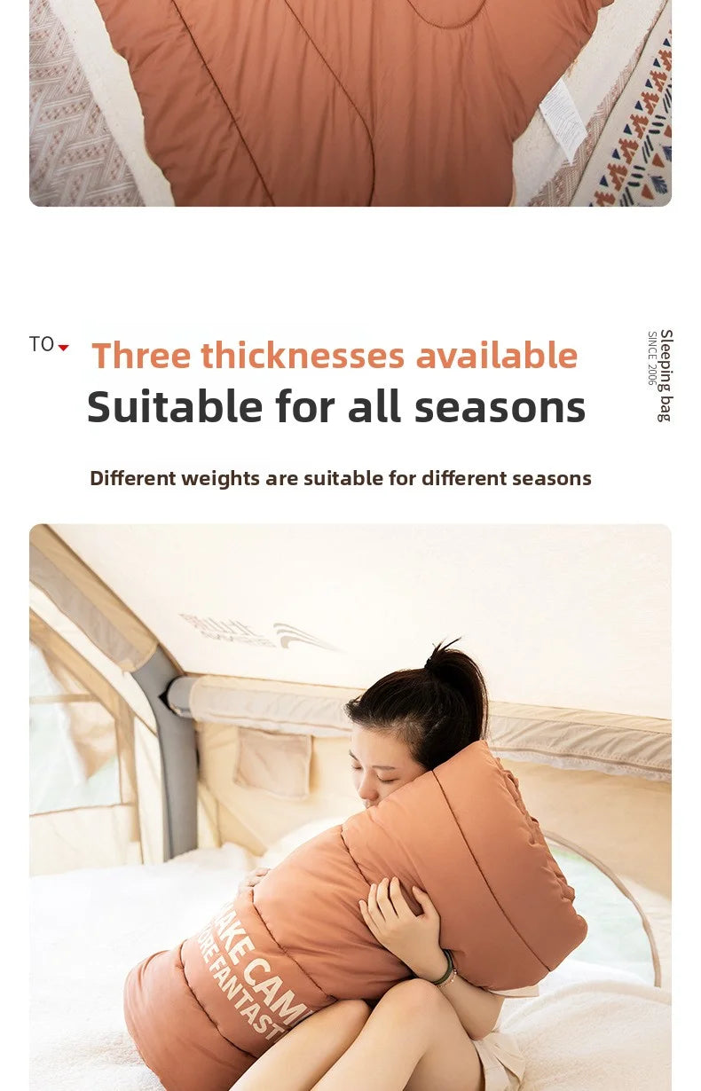 Sleeping bag for all seasons, suitable for adults, outdoor camping, overnight use, car use, and siesta, dual-purpose with warm