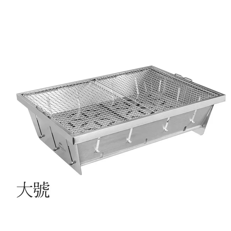 Naturehike-Stainless Steel Folding Barbecue Grill For Home And Outdoor Charcoal Kebabs Smokeless Portable Collapsible Barbecue,L