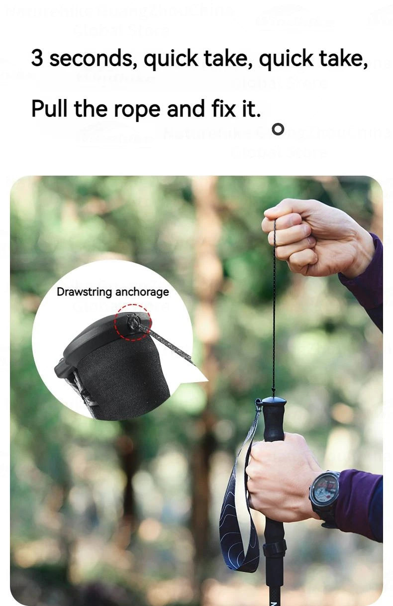 Naturehike 3K Carbon Fiber Collapsible Telescopic Sticks Trekking Pole Folding Portable Walking Stick Staff for Hiking Climbing