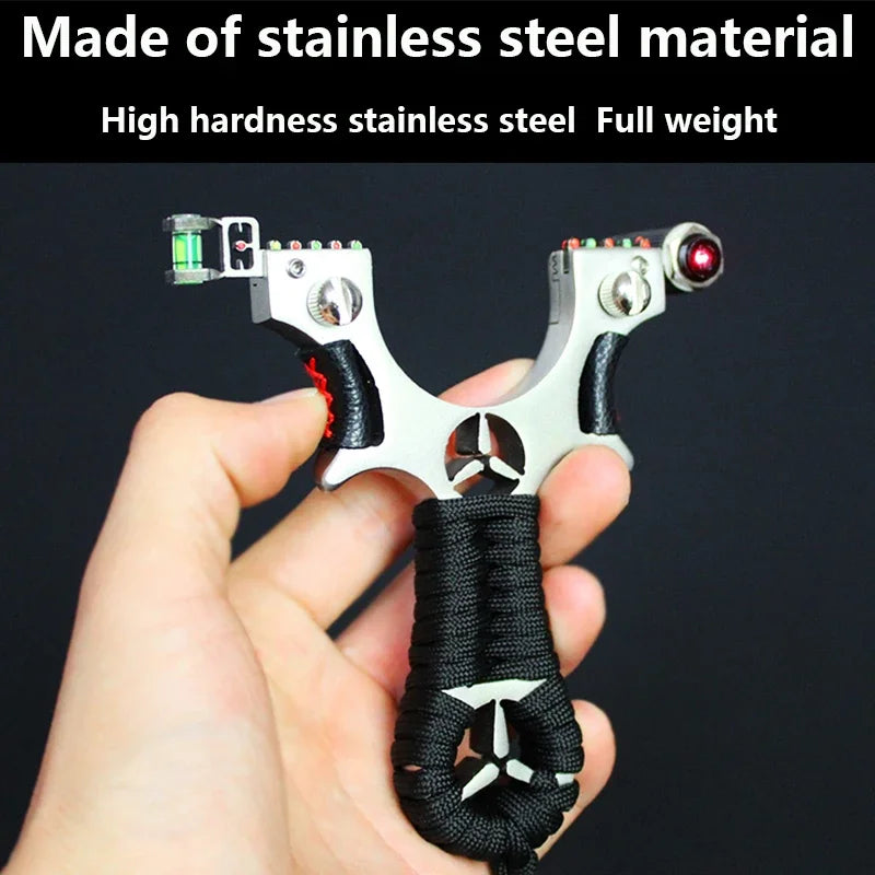 Laser slingshot High Quality Alloy Slingshot Flat Rubber Band Hunting Shooting Outdoor Catapult Hunting Slingshot