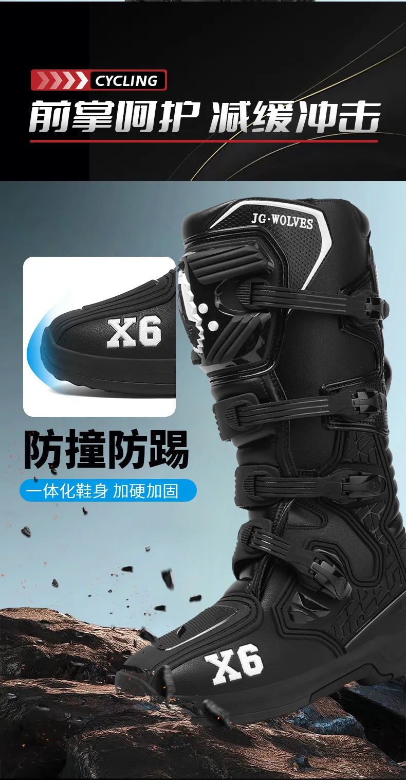 New Motocross Boot Men Women Riding Mid-Calf Ankle Protective Shoes Moto Motorbike Equipment Racing Long Motorcycle Boots