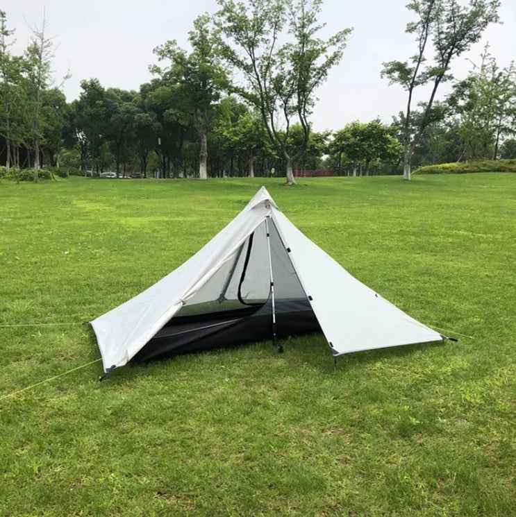1 Person Ultralight Hiking Camping Tents Backpacking Pyramid Tent Portable Dual Layer Rainproof Rodless Pyramid 4 Season Tent