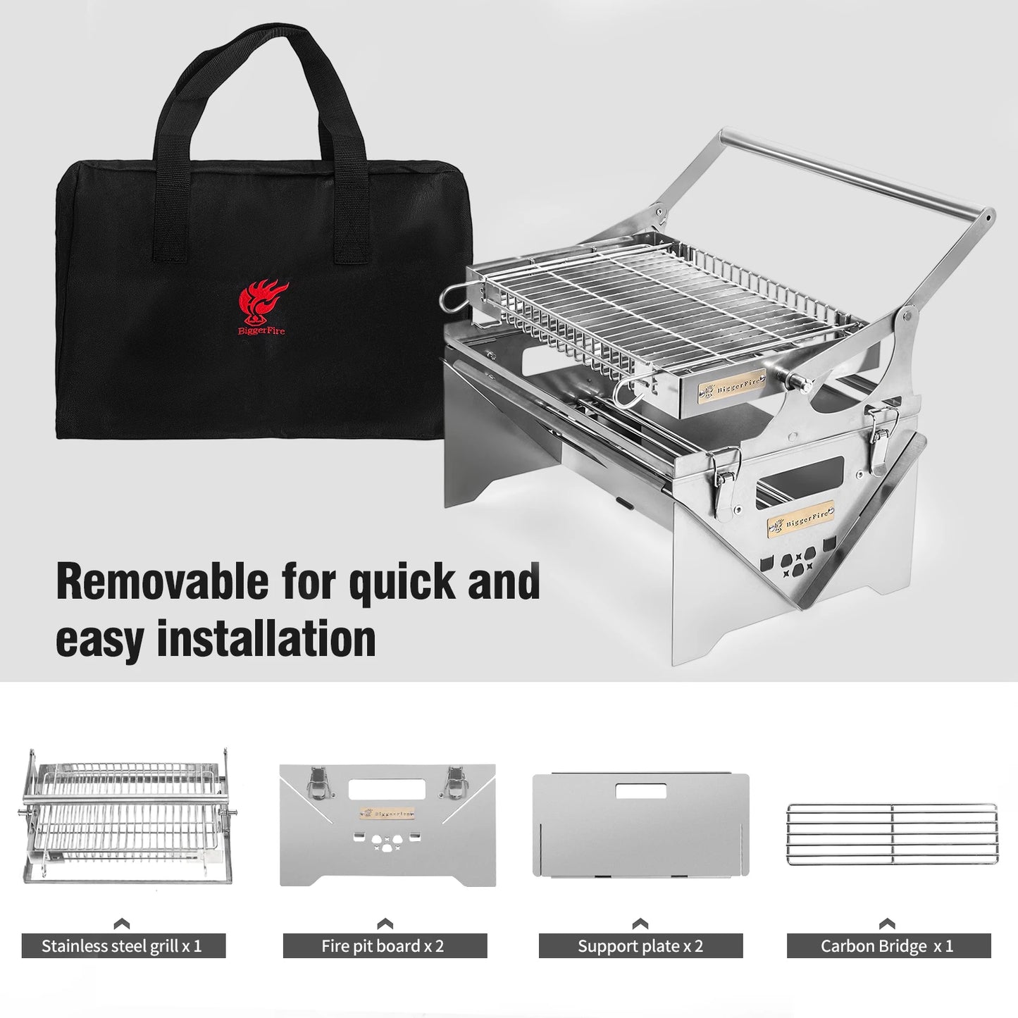 BiggerFire New Portable Outdoor Camping Easy  Flip BBQ Grill Folding Charcoal BBQ Grills