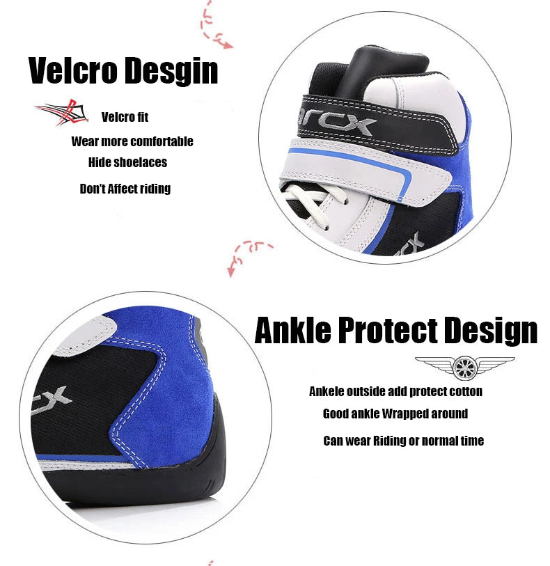NEW ARCX Men's Motorcycle Boots Leisure Blue bottes moto Leather motorboats Street Moto Racing Ankle Four Seasons casual shoes