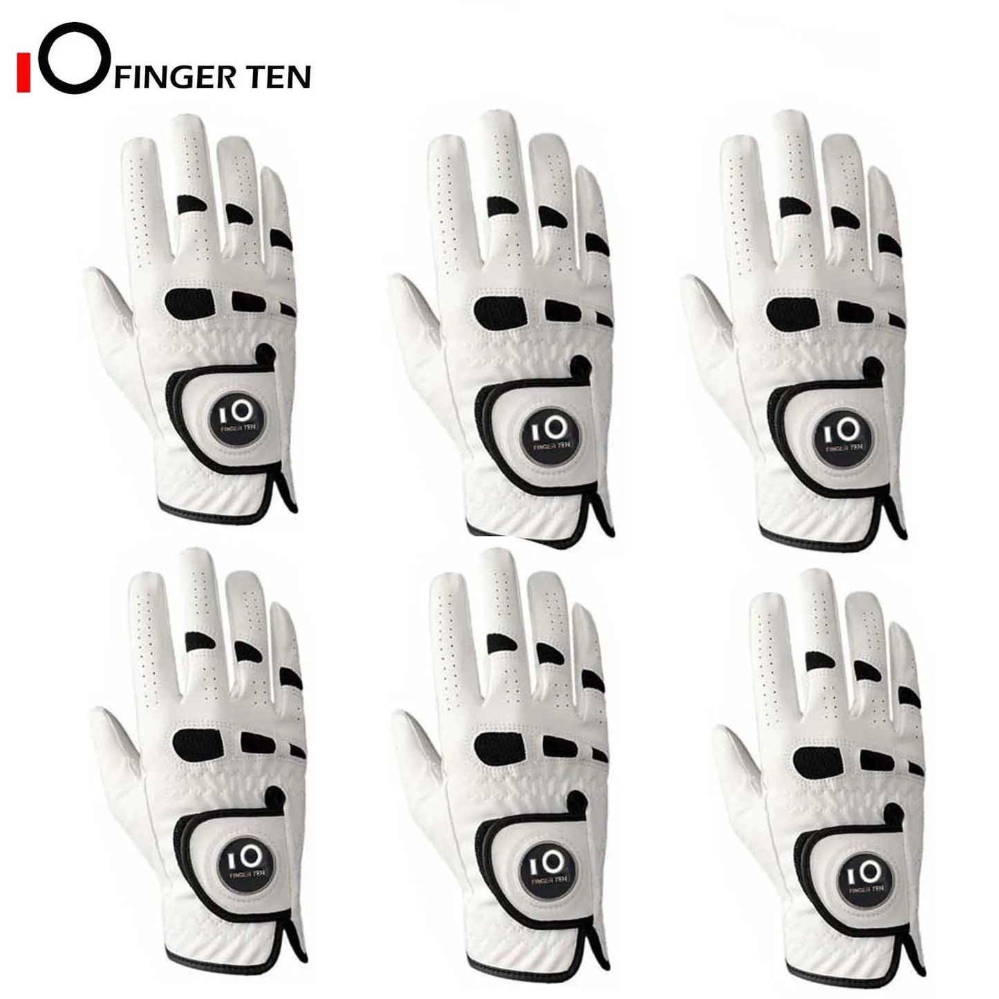 6 Pcs Premium Comfortable Golf Gloves Men Cabretta Leather with Ball Marker Left Hand Right Grip Cadet Size S M ML L XL
