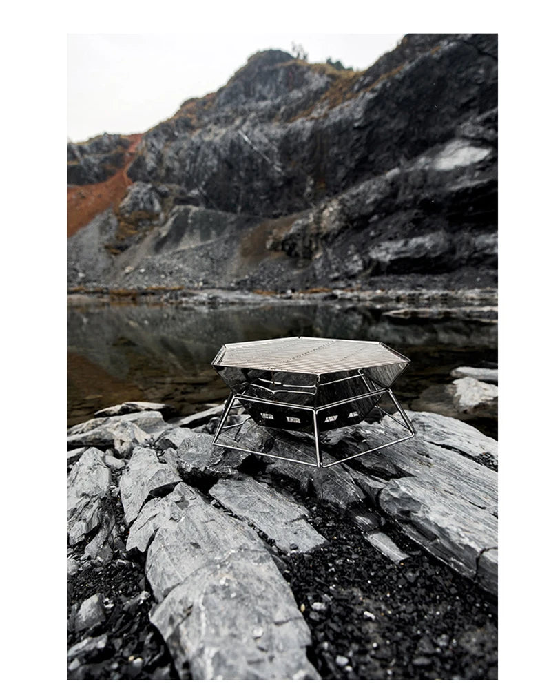 Outdoor Folding Stainless Steel Grill Barbecue Rack Detachable Charcoal Stove BBQ Grill Lightweight Brazier Foldable Hibachi