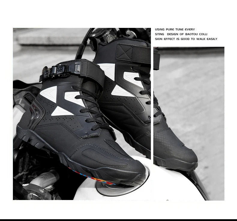 Men Motorcycle Boots New High Quality TPU Protection Men's Motorcycle Shoes Non-slip Breathable Motorbike Riding Boot