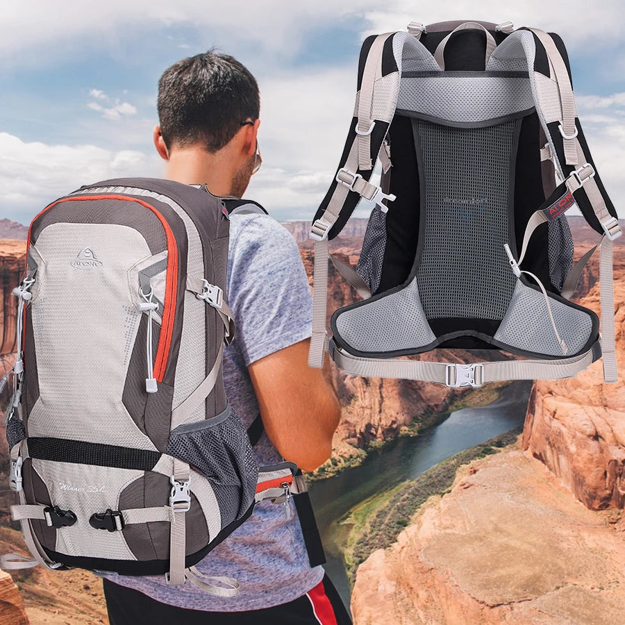 35L Outdoor Travel Hiking Backpack Climbing Backpack With Raincover for Men Women Framed Sports Trekking Camping Bag  Daypack