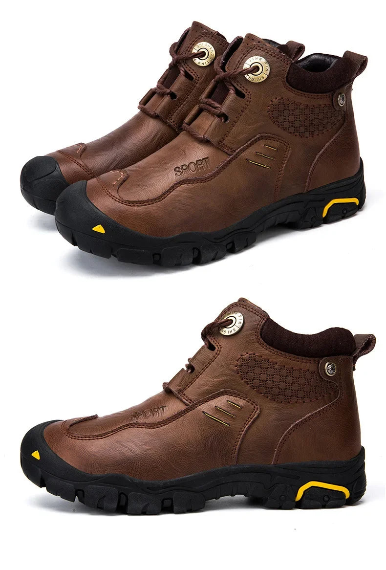 Motorcycle Riding Boots with Winter Velvet Style Warm Waterproof and Non Slip Outdoor Leisure Hiking Shoes Motorcycle Boots