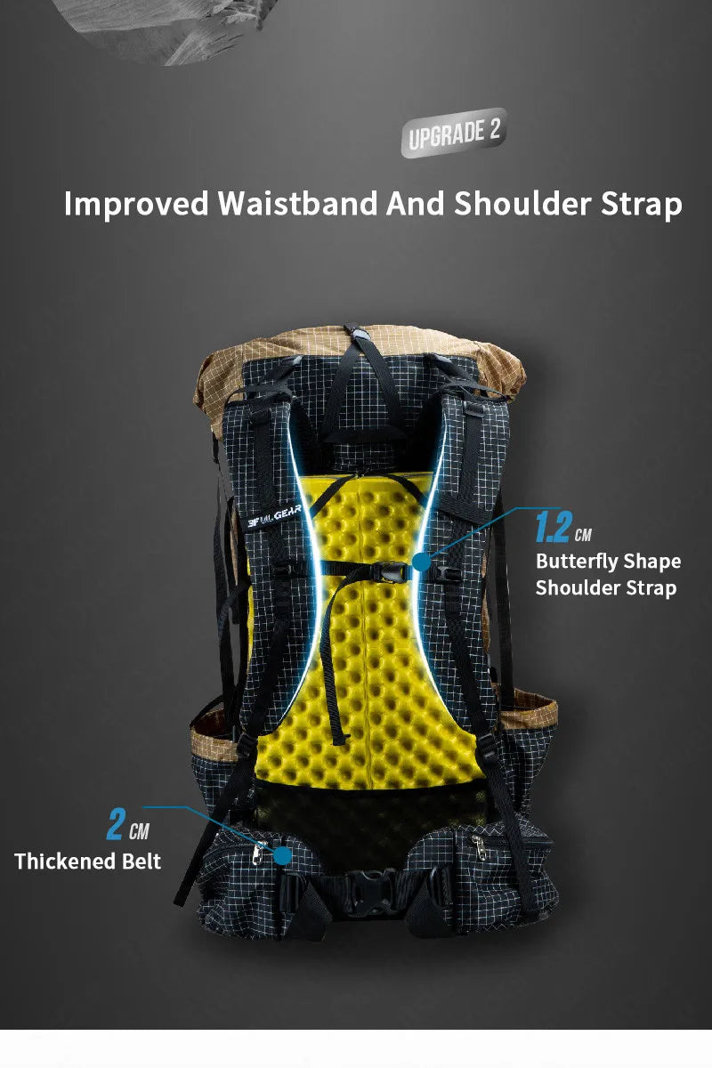 3F UL GEAR 46+10L QIDIAN PRO Backpack Ultralight Outdoor  Camping Sport Bag Resistant Hiking Trekking Waterproof Travel Rucksack