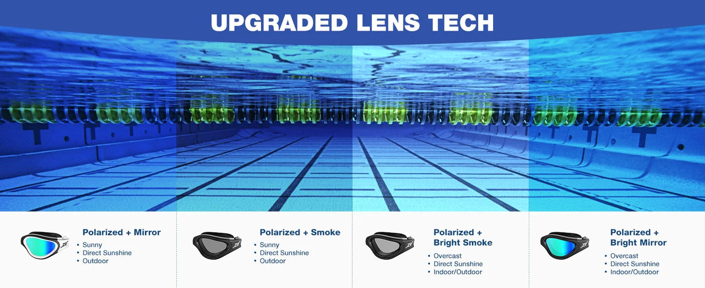 Swim Goggles, Upgraded G1 Polarized Swimming Goggles Anti-fog for Men Women Adult