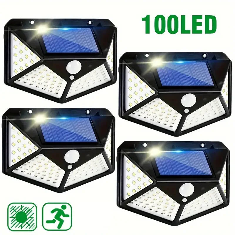 Solar Lights Outdoor 100 LED 3 Lighting Modes Motion Sensor Wall Lamp IP65 Waterproof Solar Powered Wall Lights