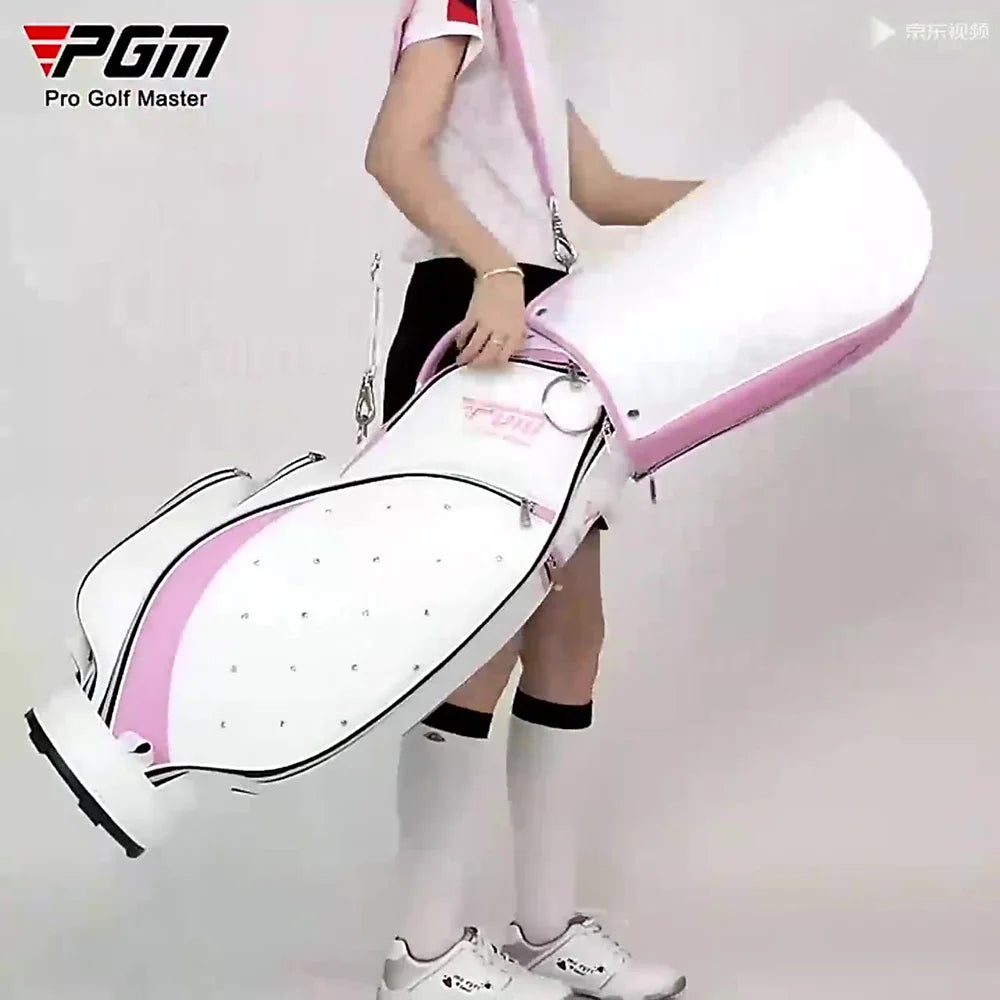 PGM Women Golf Stand Bag Portable Thickened Waterproof Cloth Ball Bag Wear Resistant High Quality Light TPU Golf Clubs Bag QB103