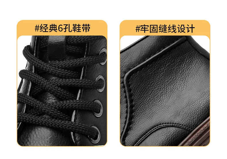 2025 Autumn Winter New Platform Boots for Men Keep Warm Fashion Casual Ankle Boot Male Solid Color Outdoor Cow Leather Shoes Man