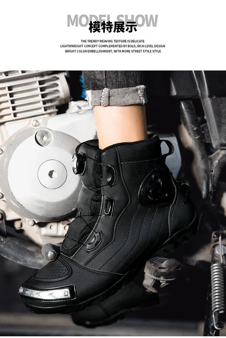 Large Size Motorcycle Boots Outdoor Riding Racing Shoes Anti-fall Wear-resistant Motorcycle Shoes Motorcycle Travel Equipment