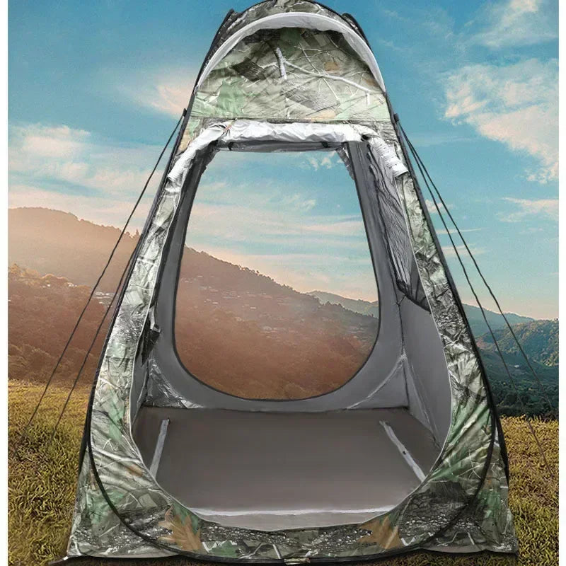 1-2Person Camouflage Ice Fishing Tent Anti-Mosquito  Rain-Proof Sunscreen Double Doors  2 Windows Pop-Up Quick Open150x150x190cm