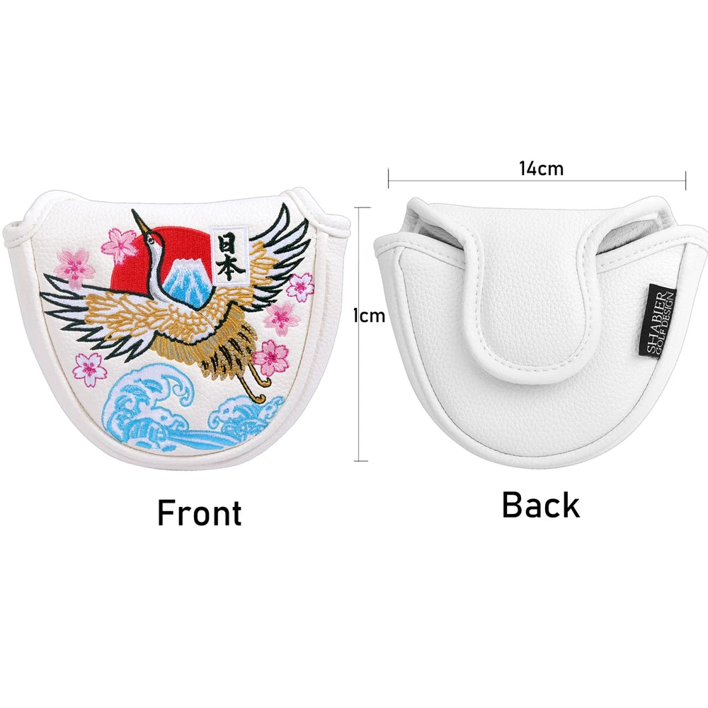 Crane Japan Embroidery Magnetic Closure Center shafted Golf Mallet Putter Headcover Golf Blade Putter Cover