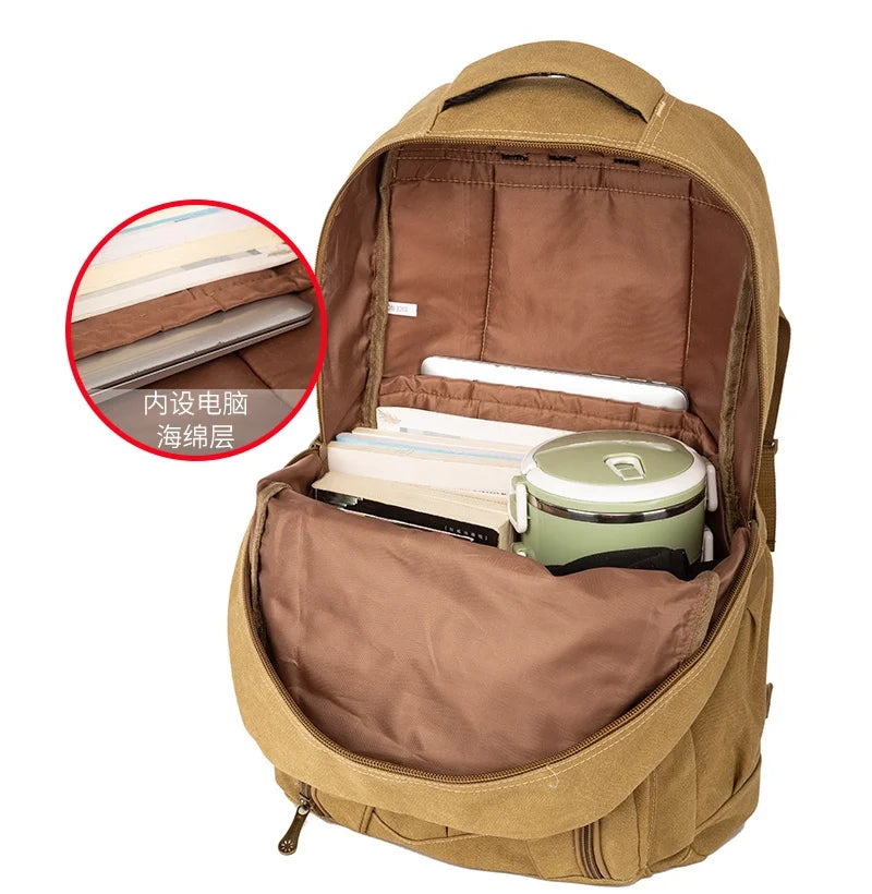 55L 70L Canvas Sports Backpack Men Outdoor Hiking Camping Travel Bag Luggage Rucksack Large Capacity Climbing Tactical Backpack