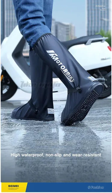 Motorbike Cycling Bike Reusable Rainproof Shoes Cover Motorcycle High Rain Boots Waterproof Reflective Snowy Non-Slip Footwear