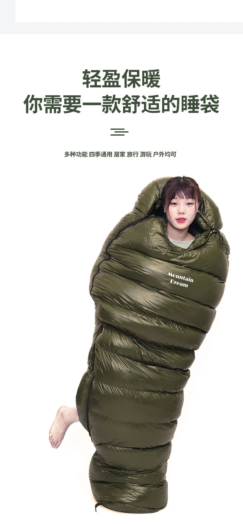 Lightweight Subzero Sleeping Bag Portable Thermal Mummy Hiking Outdoor Backpacking Rectangular Waterproof Winter Hood Camping