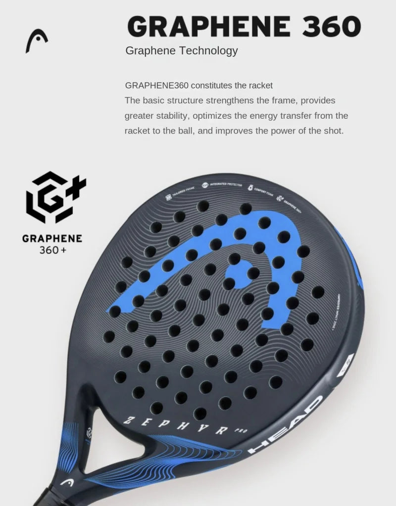 Genuine HEAD Tennis Padel Rackets ZEPHYR Series Carbon Fibre EVA Memory Flex Foam Core Padel Tennis Racquets Lightweight
