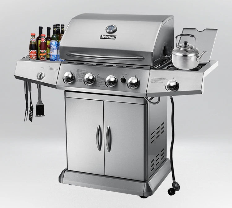 Burner Gas or Charcoal Barbecue Grill for Home Garden Outdoor Parties Vertical Design for Easy Use