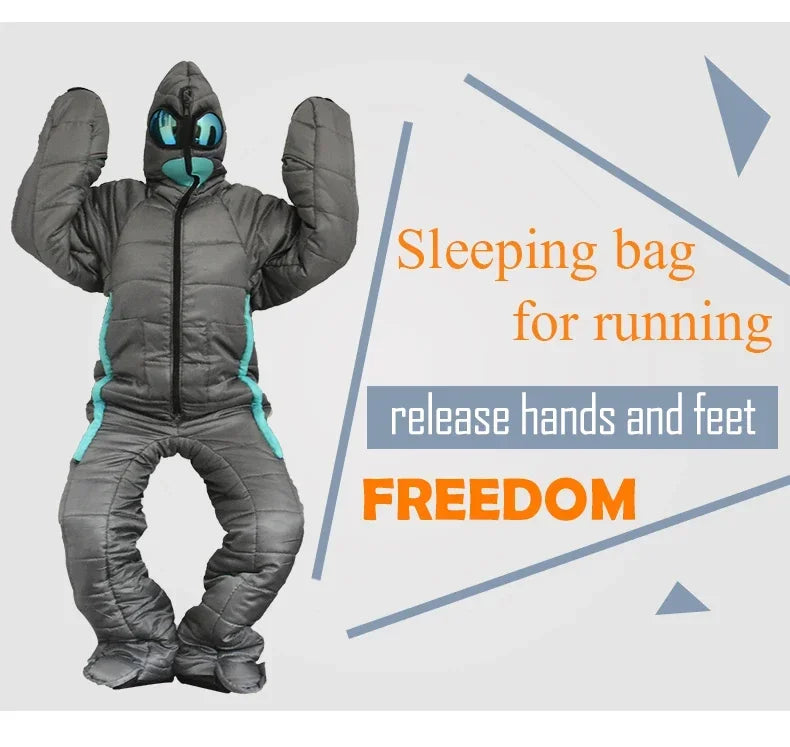 Creative Alien Human Shape Sleeping Bag Portable Camping Full Body Wearable Bedding 3 Size Suitable For Most People
