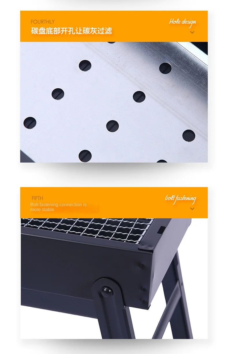 Cycling City Outdoor BBQ Stove Household Folding Grill Mini Barbecue Artifact Portable Charcoal Grill Pull-Out Charcoal Grill