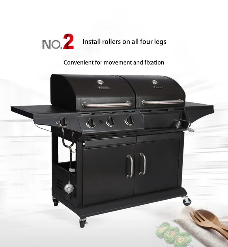 Homemade High Standard Stainless Steel Outdoor Garden High End Auto Ignition 3 Burners Gas Bbq Grill Barbecue BBQ
