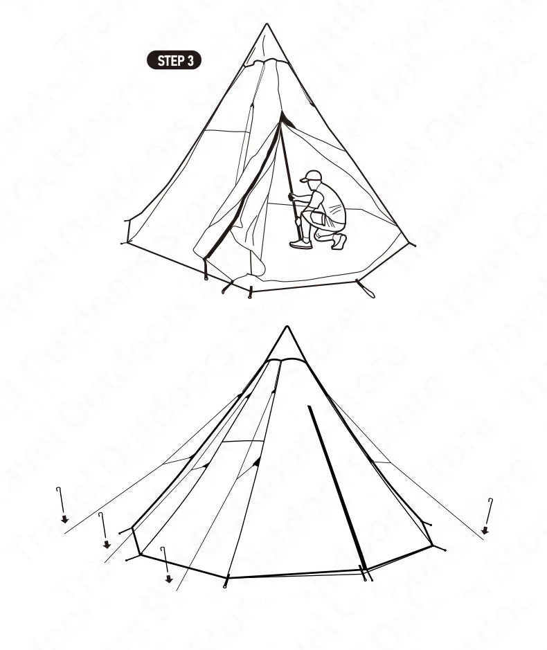 Naturehike Pyramid A-type Tent Teepee Tipi Tent With Chimney for 5-8 People Family Travel Camping Cotton Blend 9.6 Waterproof