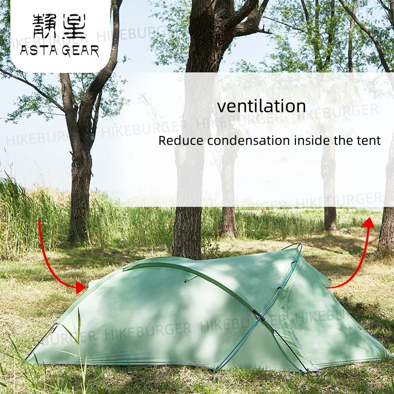 ASTA GEAR Frog2 Windproof Tent Outdoor Camping 2P Silicon Coating Lightweight Tent 10D Nylon Backpack Hiking Windproof Rainproof