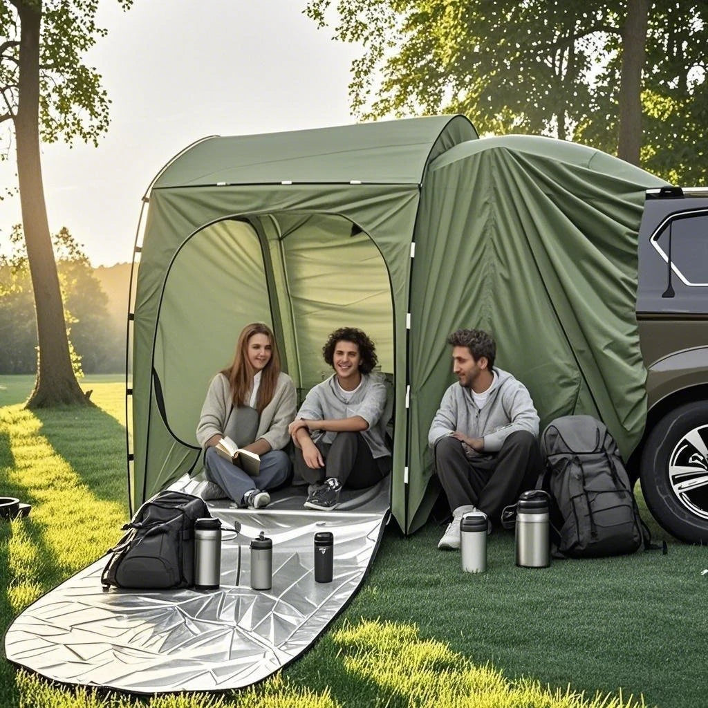 Easy Setup SUV Car Camping Tent - 4-Season Waterproof Tailgate Tent with Floor, 2-4 Person Large Space for Outdoor Adventures