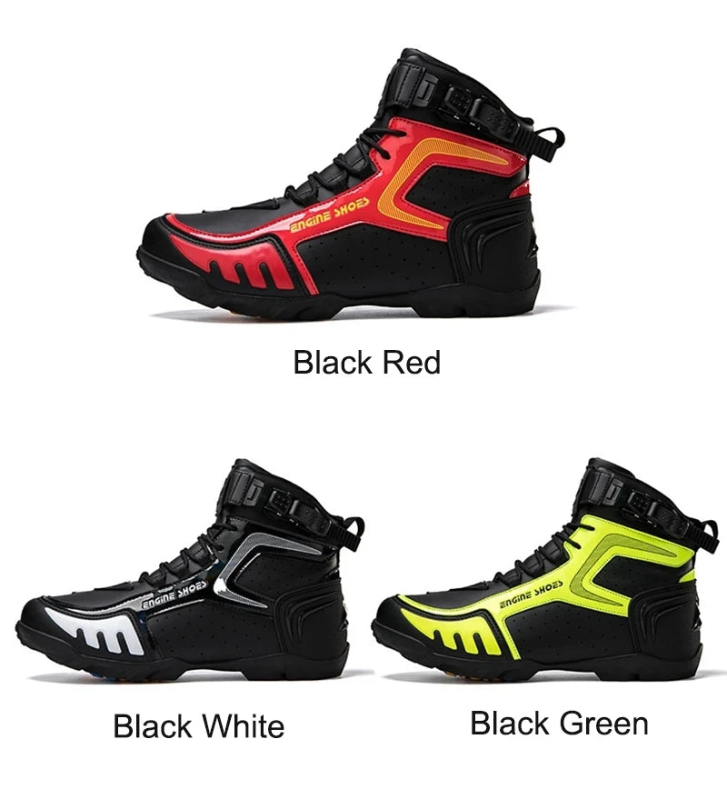 Men Motorcycle Boots Breathable Anti-fall Riders Motorbike Shoes TPU Protection Anti Slip Men's Motocross Bike Riding Boot