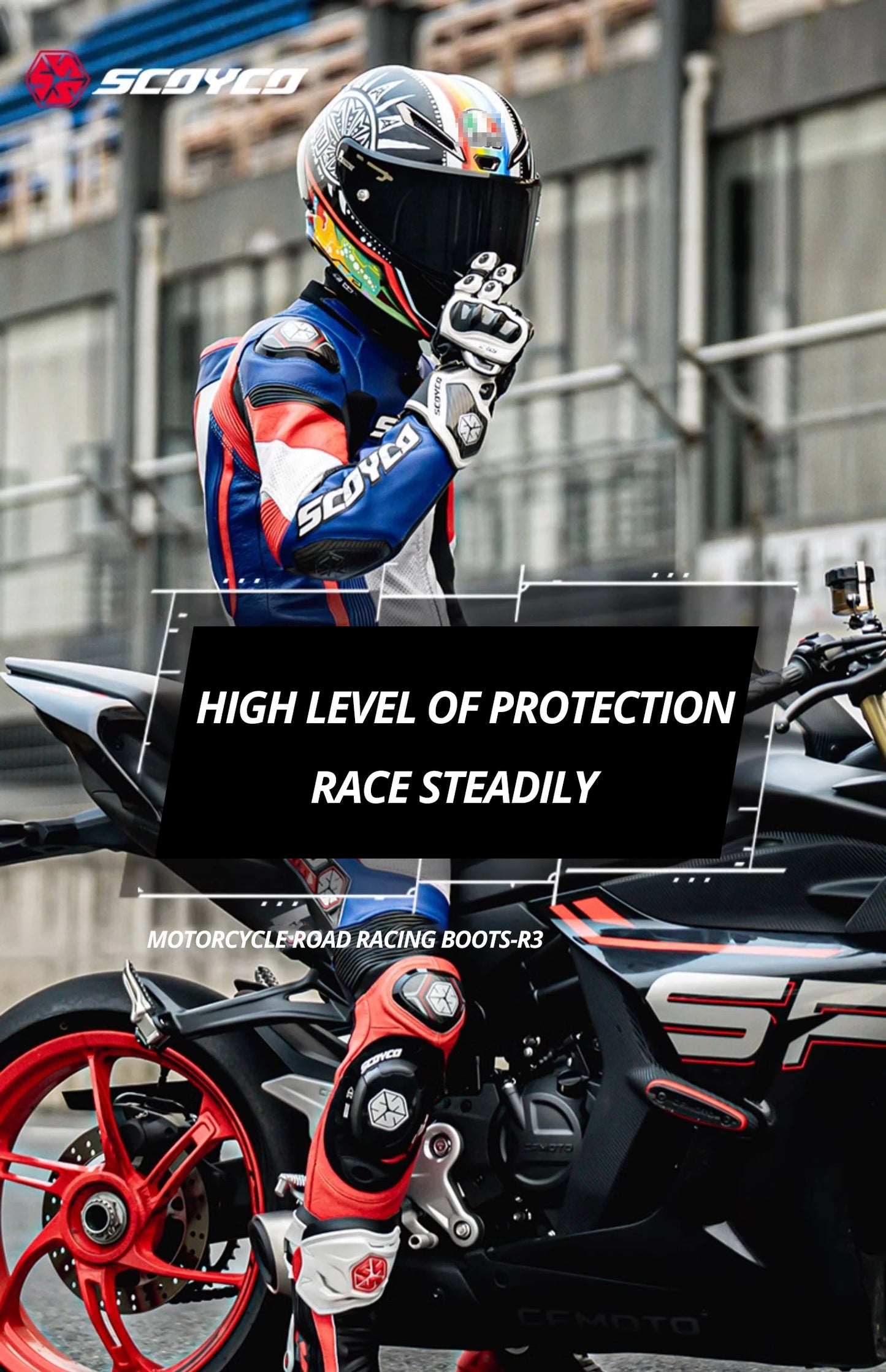 SCOYCO Knee-High Motorcycle Boots For Men Women Off-Road Highway Riding Durable Anti-Slip Sole Ankle Support All-Terrain Grip