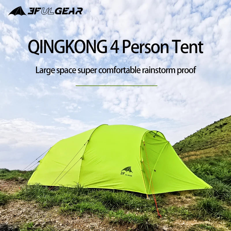3F UL GEAR Qingkong 4 Person 4 Season 15D Camping Tent Outdoor Ultralight Hiking Backpacking Hunting Waterproof Tents