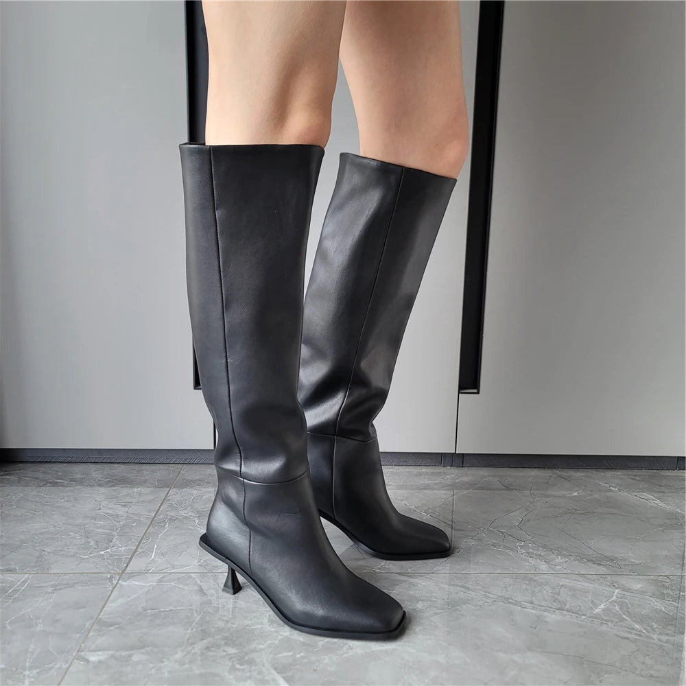 FEDONAS Fashion Women High Heels Genuine Leather Boots Autumn Winter Long Warm Knight Boots Female Shoes Woman