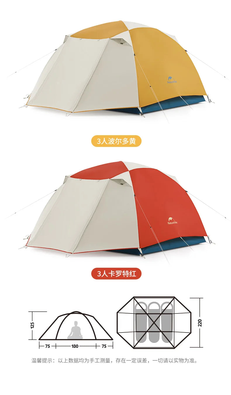 Naturehike-Camping Ultralight Tent, Outdoor Portable, Rainproof and Sun Protection, 2-3 People, Hiking, CNK2300ZP024