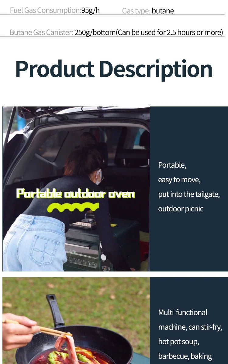 Household Multifunctional Outdoor Gas Pizza Oven Camping Gas Stove 2-in-1 Box Oven Portable Small Baking Oven